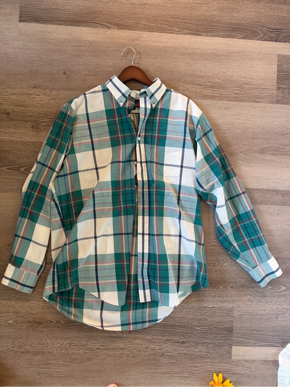 Ralph Lauren Green and White Plaid Button-Down Shirt